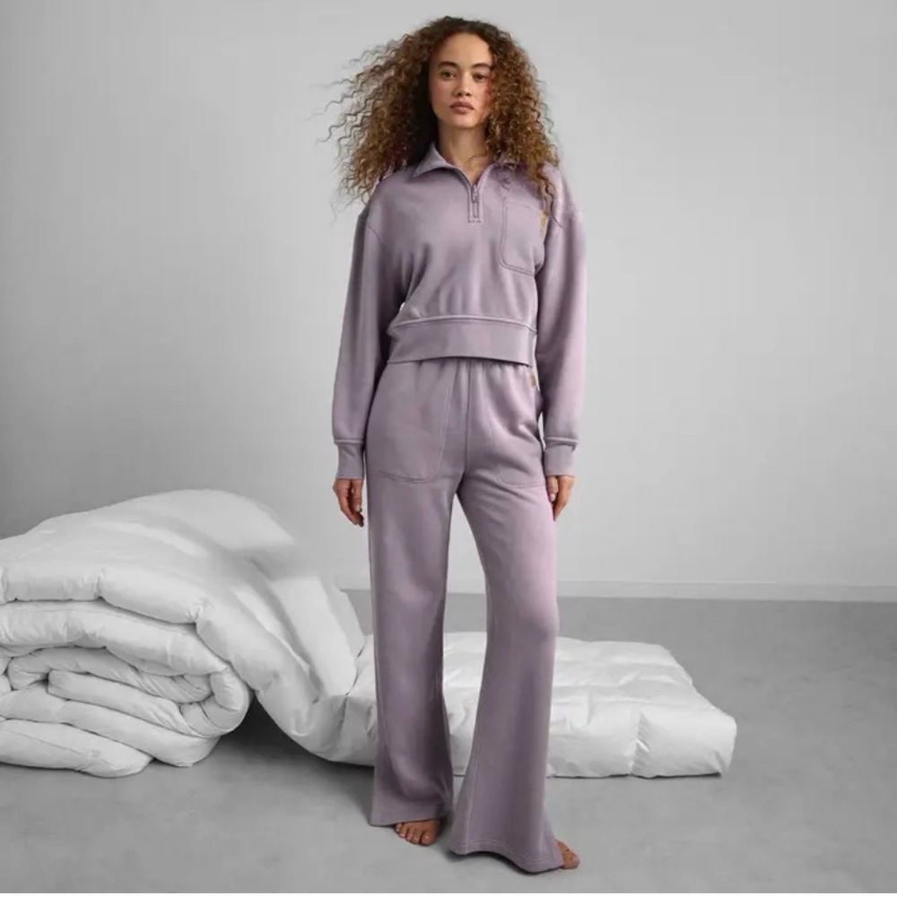 EUC SILKSWEATS™ REVERSIBLE SPLIT HEM SWEATPANTS in Dawning Mist size Small